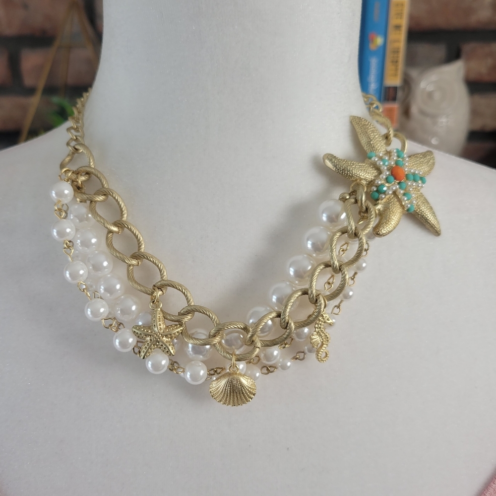 Nautical themed starfish chain necklace